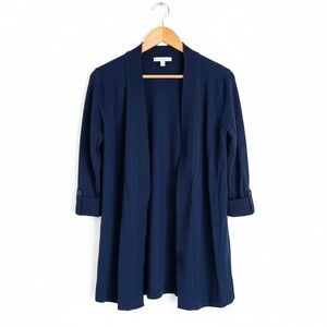 Laura Ashley Navy Open-Front Long Cardigan